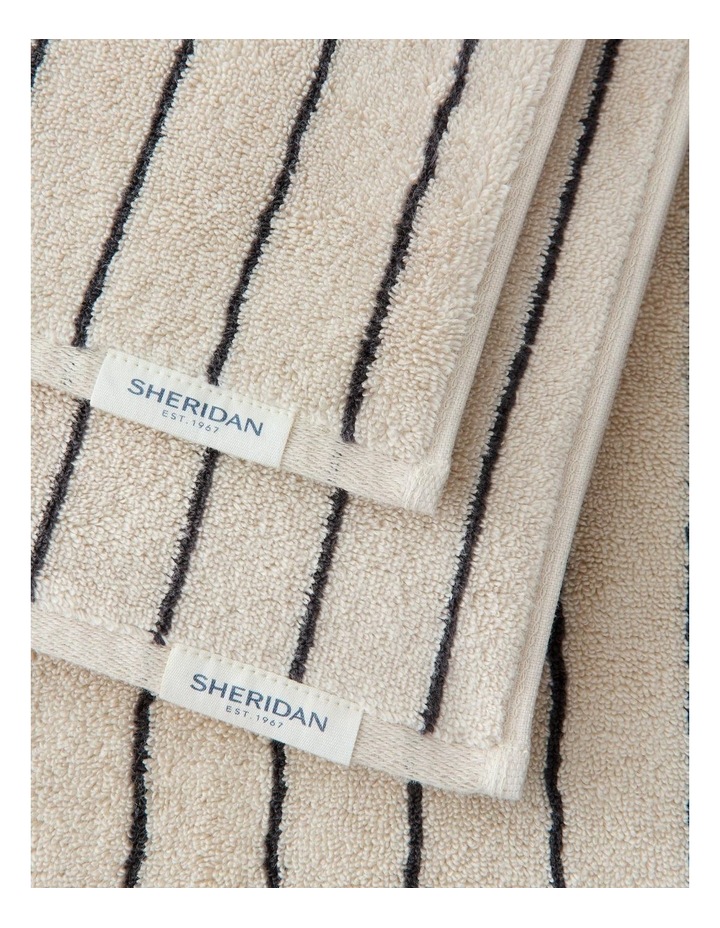Aven Stripe Cotton Hand Towel in Limestone