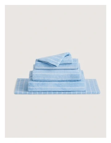 Aven Stripe Cotton Towel Collection in Skylight