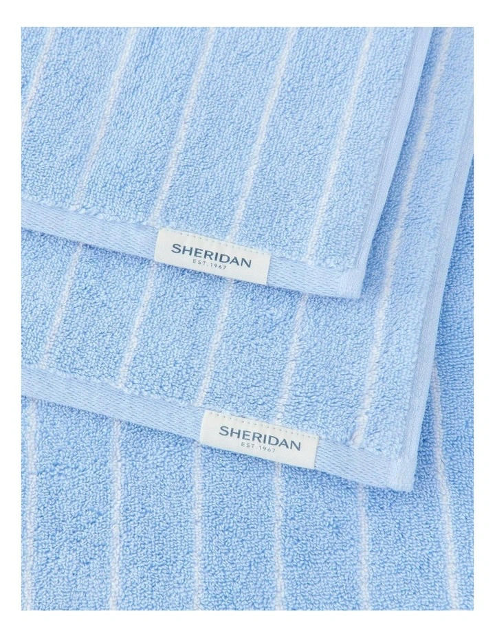 Aven Stripe Cotton Towel Collection in Skylight image 2
