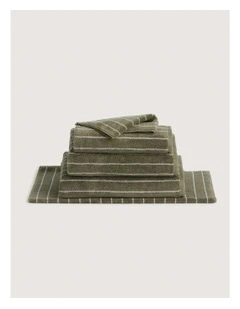 Aven Stripe Cotton Towel Collection in Green Olive