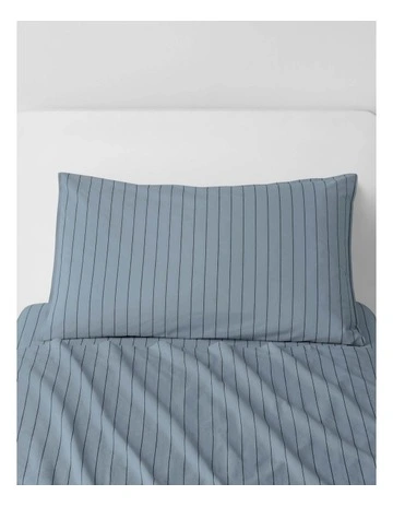 Bayley Stripe Washed Percale Sheet Set in Steel Blue
