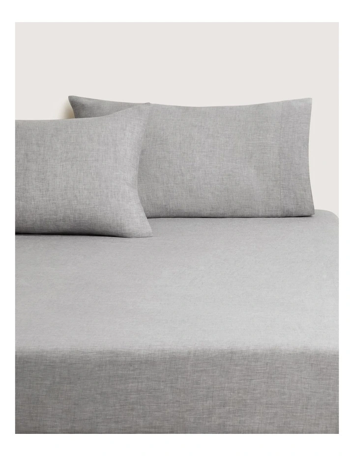 Abbotson Linen Fitted Sheet in Grey Marle image 1