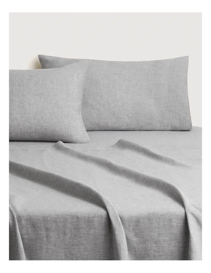 Abbotson Linen Flat Sheet in Grey Marle image 1