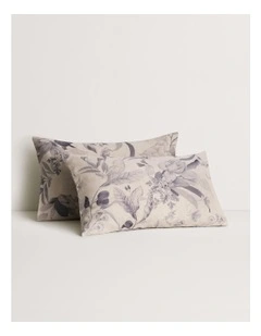 Abbotson Linen Flora Pillowcase Pair in Flax