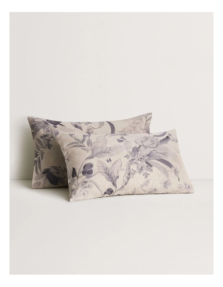 Abbotson Linen Flora Pillowcase Pair in Flax image 1
