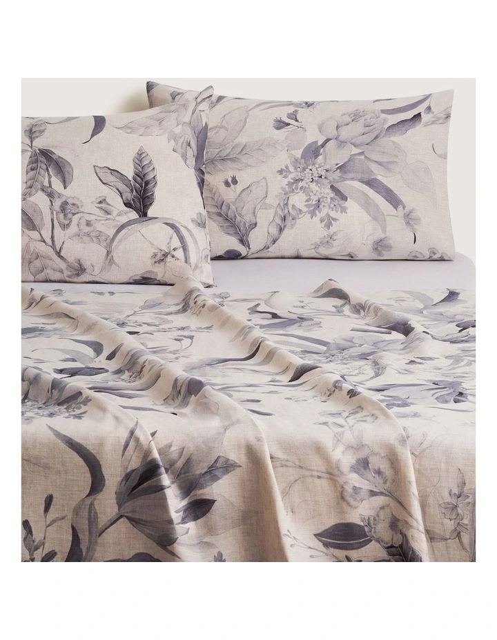 Abbotson Linen Flora Pillowcase Pair in Flax image 2