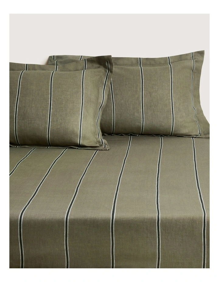 Abbotson Stripe King Fitted Sheet 40cm in Thyme image 1