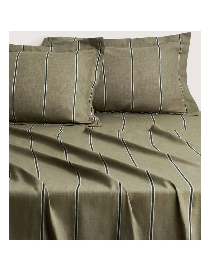 Abbotson Stripe King Flat Sheet in Green image 1