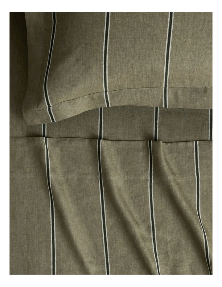 Abbotson Stripe King Flat Sheet in Green image 2