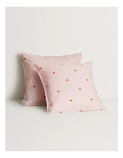 Bayley Shell Washed Percale European Pillowcase Pair in Lychee