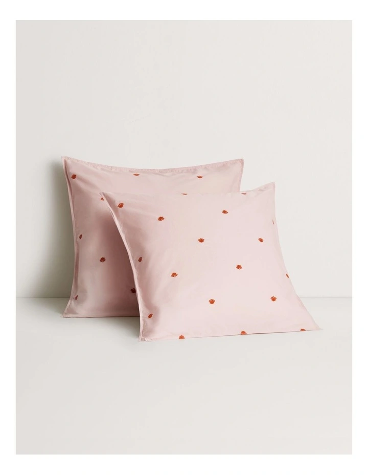 Bayley Shell Washed Percale European Pillowcase Pair in Lychee image 1
