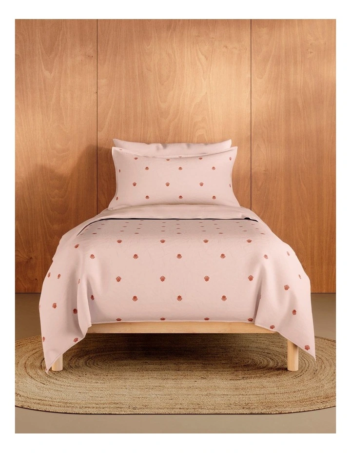 Bayley Shell Washed Percale Quilt Cover Set in Lychee image 1
