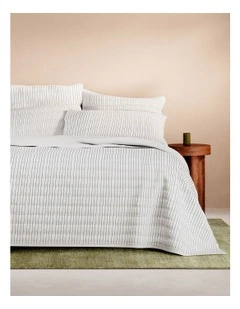 Bayley Stripe Washed Percale Bedcover in White
