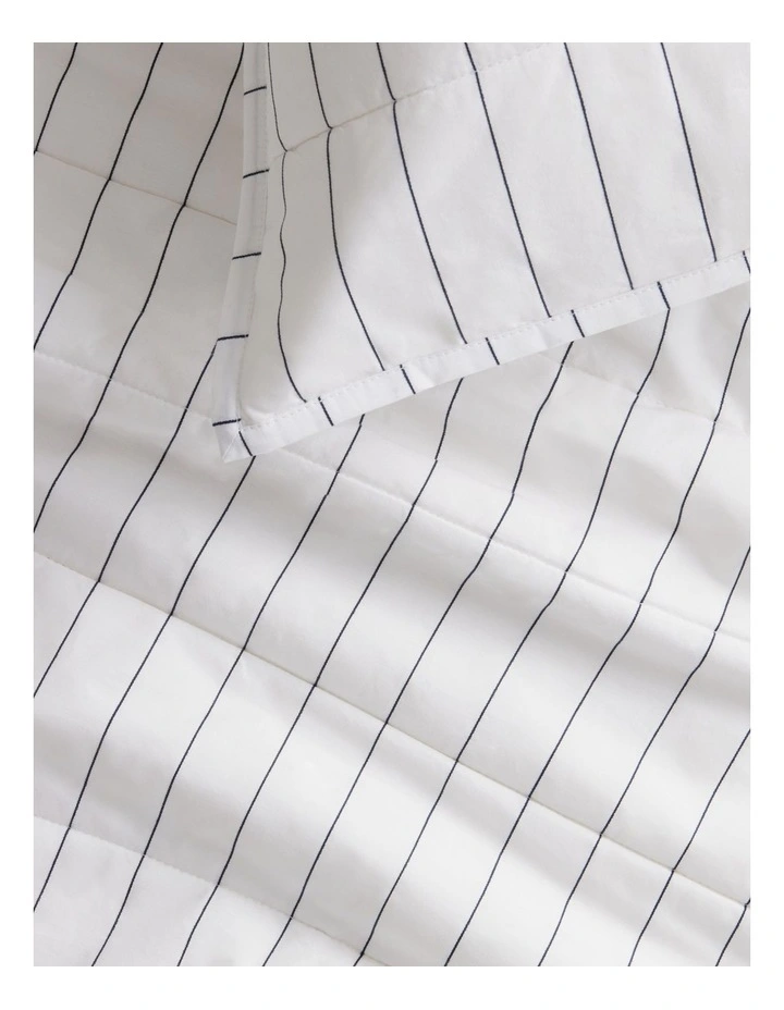 Bayley Stripe Washed Percale Bedcover in White image 2
