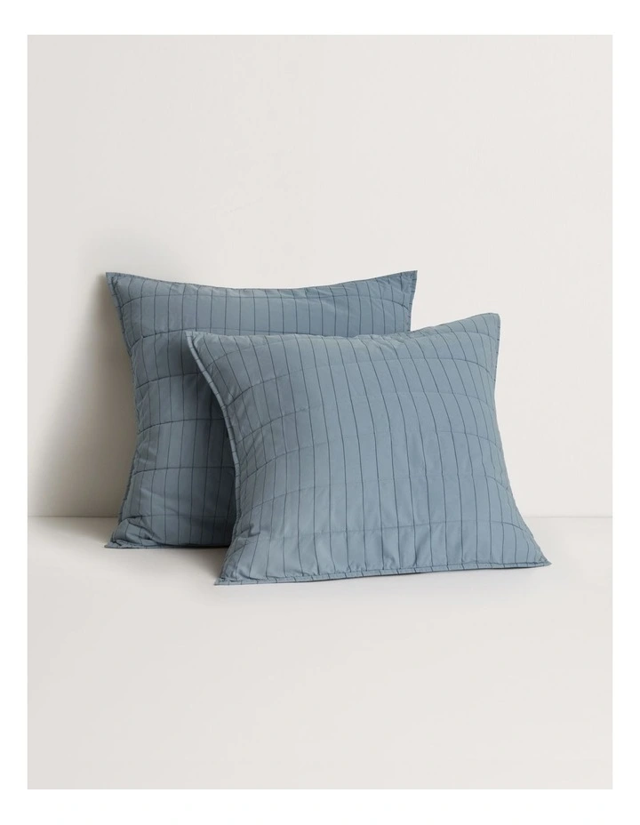 Bayley Stripe Washed Percale European Sham in Steel Blue image 1
