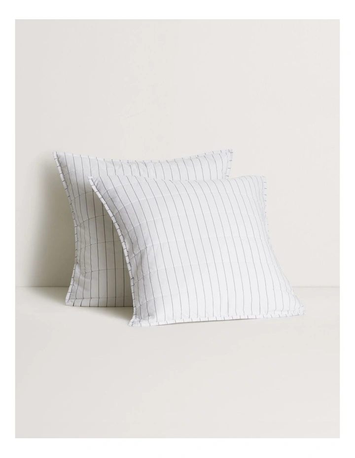 Bayley Stripe Washed Percale European Sham in White image 1