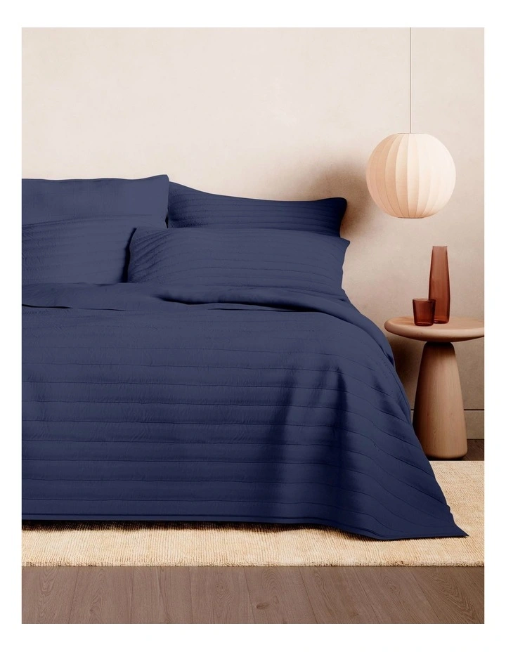 Bayley Washed Percale Bedcover in Deep Sea image 1