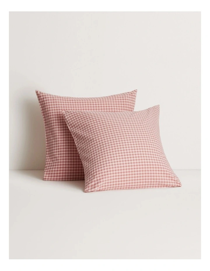Romi Check European Pillowcase in Lychee image 1