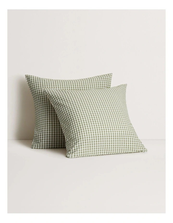 Romi Check European Pillowcase in Vine image 1