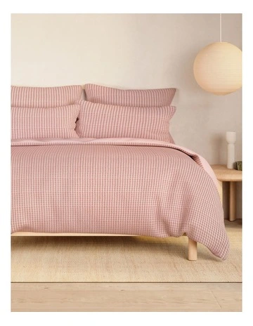 Romi Check Quilt Cover Set in Lychee