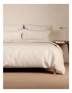 Romi Check Quilt Cover Set in Milk Tea