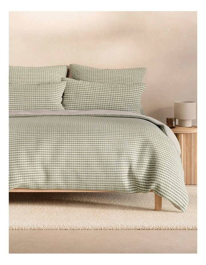 Romi Check Quilt Cover Set in Vine image 1