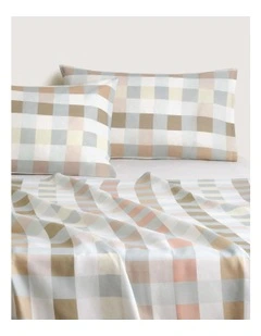 Abbotson Linen Check Flat Sheet in Ice