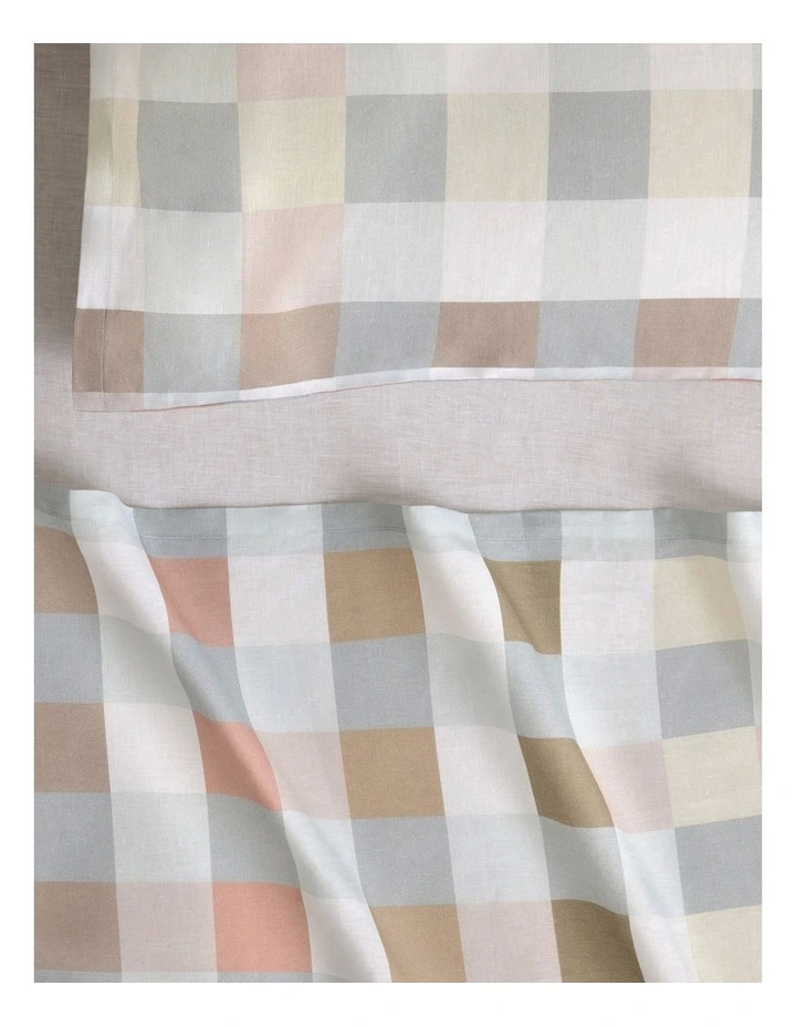 Abbotson Linen Check Flat Sheet in Ice image 2