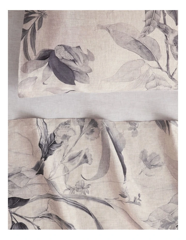 Abbotson Linen Flora Flat Sheet in Flax image 2