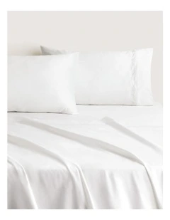 1200TC Palais Trellis Flat Sheet in Snow