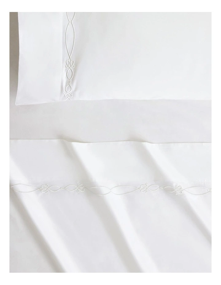 1200TC Palais Trellis Flat Sheet in Snow image 2