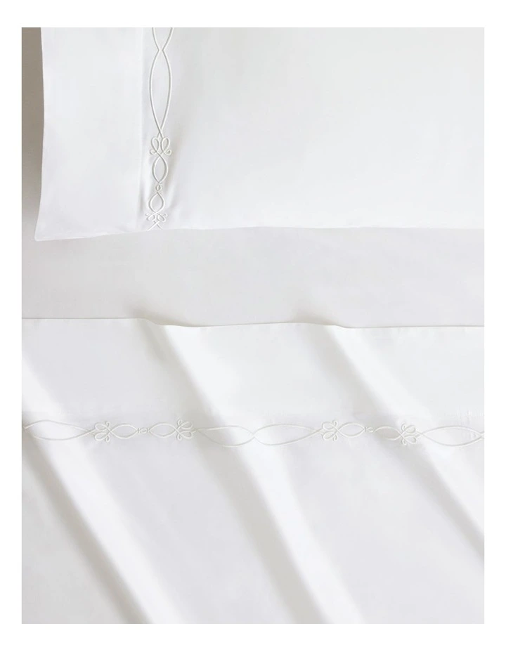 1200TC Palais Trellis Flat Sheet in Snow image 2