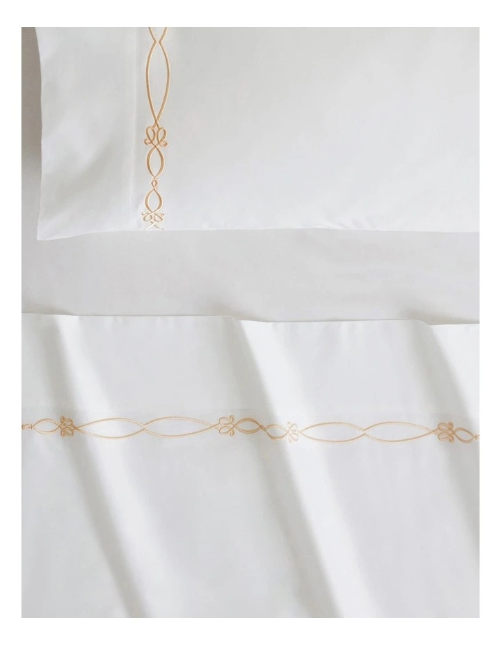 1200TC Palais Trellis Flat Sheet in Snow/Almond image 2