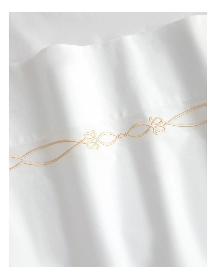 1200TC Palais Trellis Flat Sheet in Snow/Almond image 3