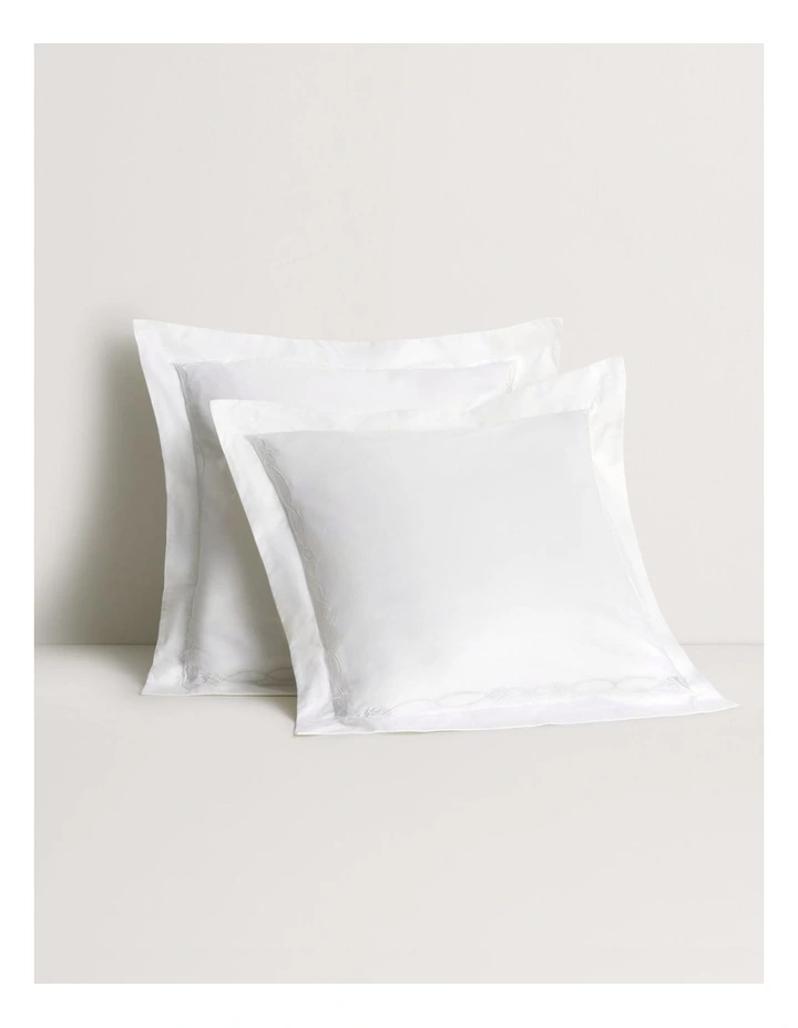 1200TC Palais Trellis Tailored European Pillowcase in Snow image 1