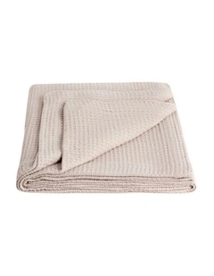 Cotton Waffle Blanket in Milk Tea