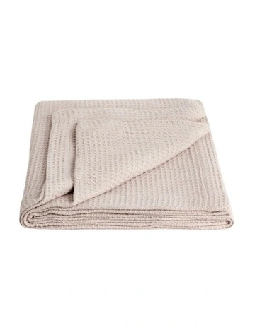 Cotton Waffle Blanket in Milk Tea