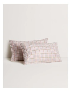 Bayley Check Washed Percale Pillowcase Pair in Dusty Rose