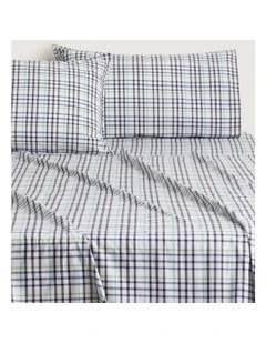Bayley Check Washed Percale Sheet Set in Deep Sea