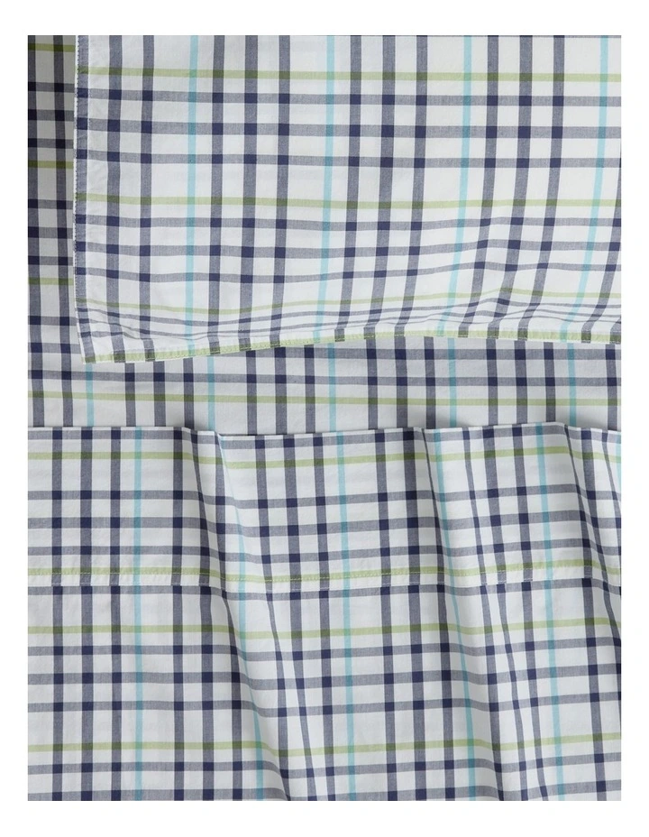 Bayley Check Washed Percale Sheet Set in Deep Sea image 2