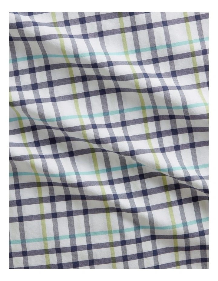 Bayley Check Washed Percale Sheet Set in Deep Sea image 3