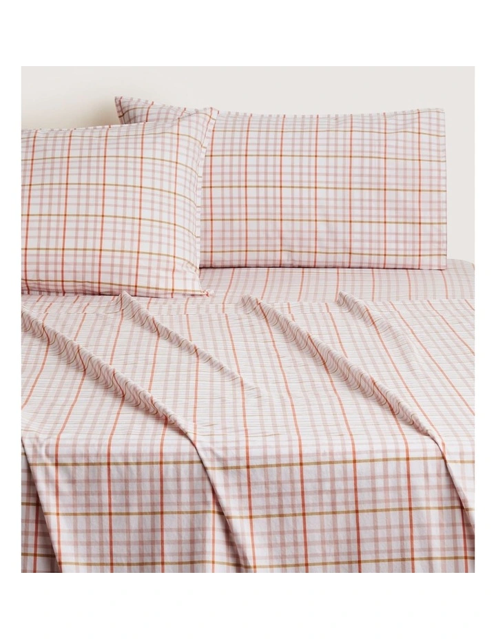 Bayley Check Washed Percale Sheet Set in Dusty Rose image 1