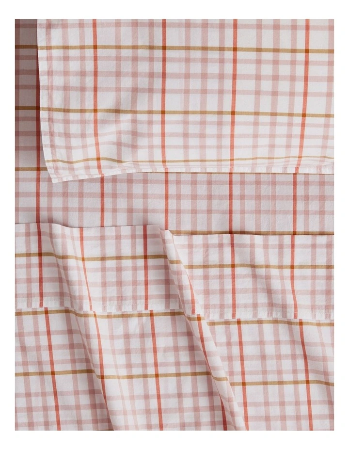 Bayley Check Washed Percale Sheet Set in Dusty Rose image 2
