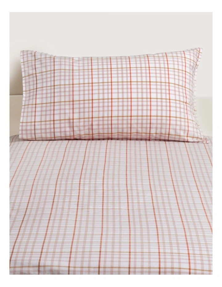 Bayley Check Washed Percale Sheet Set in Dusty Rose image 5