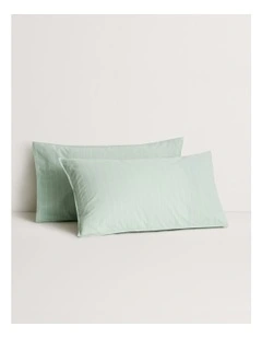 Bayley Stripe Washed Percale Pillowcase Pair in Cool Mint
