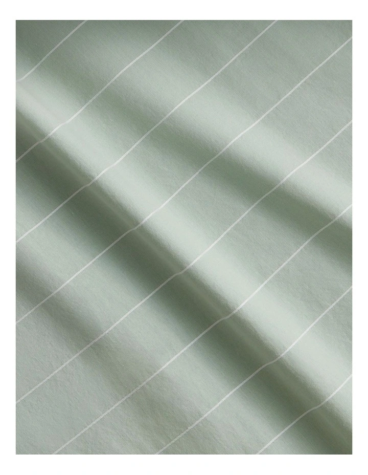 Bayley Stripe Washed Percale Sheet Set in Cool Mint image 3