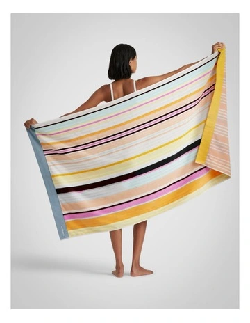 Seeker Stripe Beach Towel in Lemoncello