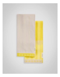 Caro Tea Towel Set Two Pack in Sunlight