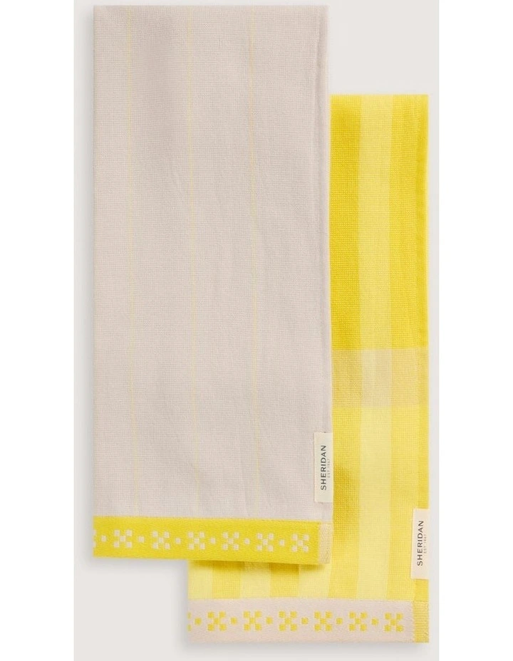 Caro Tea Towel Set Two Pack in Sunlight image 1