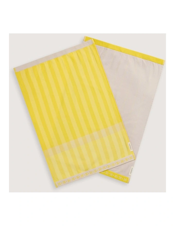 Caro Tea Towel Set Two Pack in Sunlight image 3